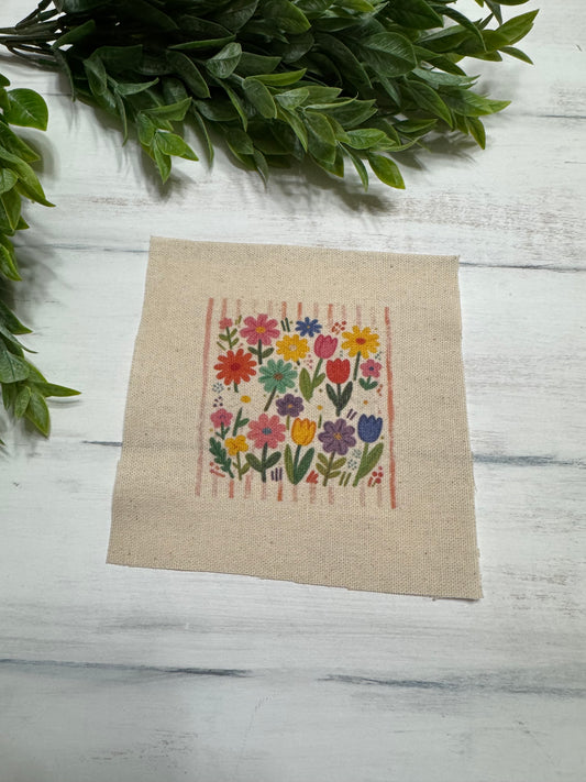 Flowers on stripes 5” patch