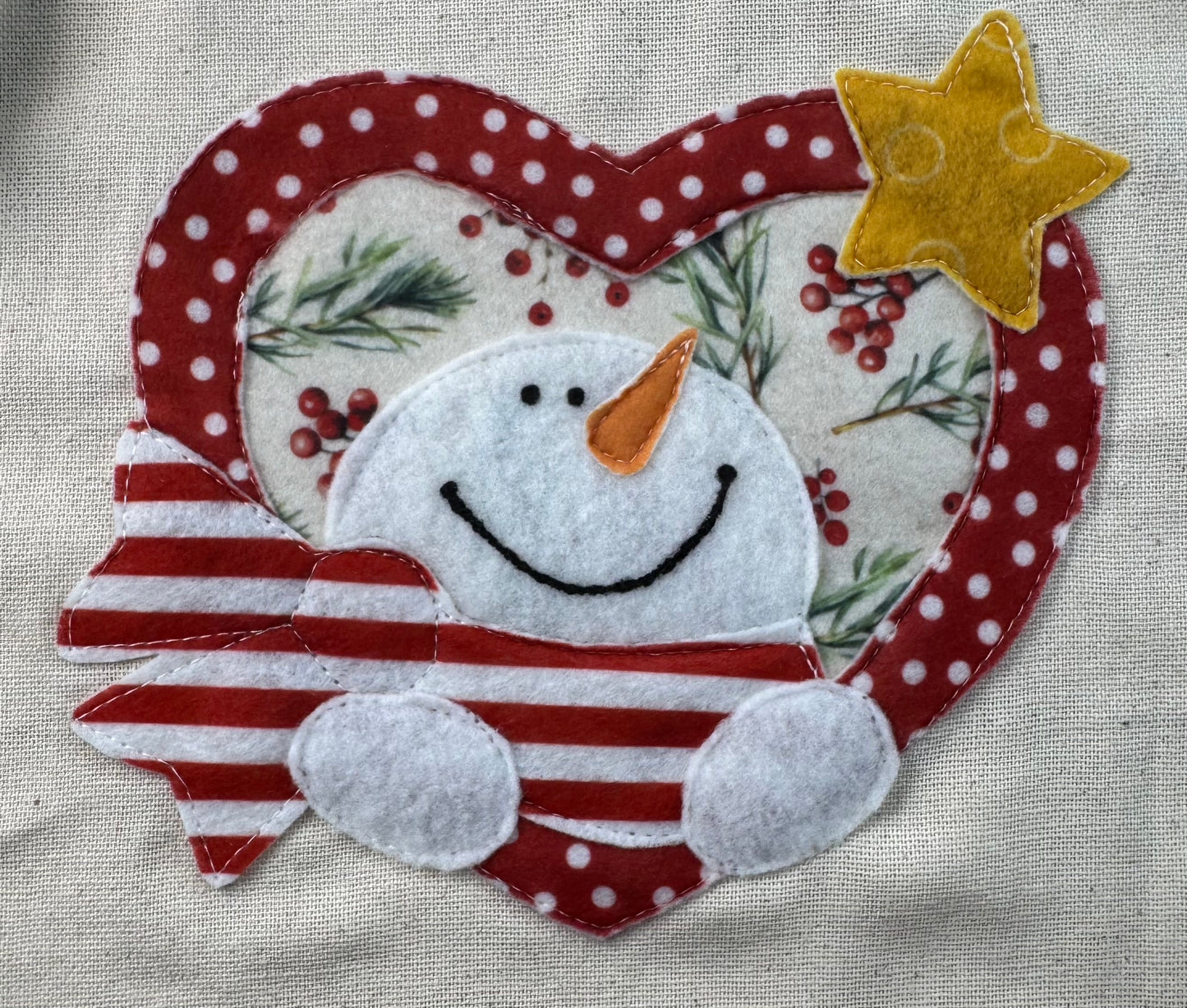 Heart frame snowman ornament & applique patterns