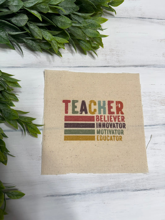 Teacher words 5” patch