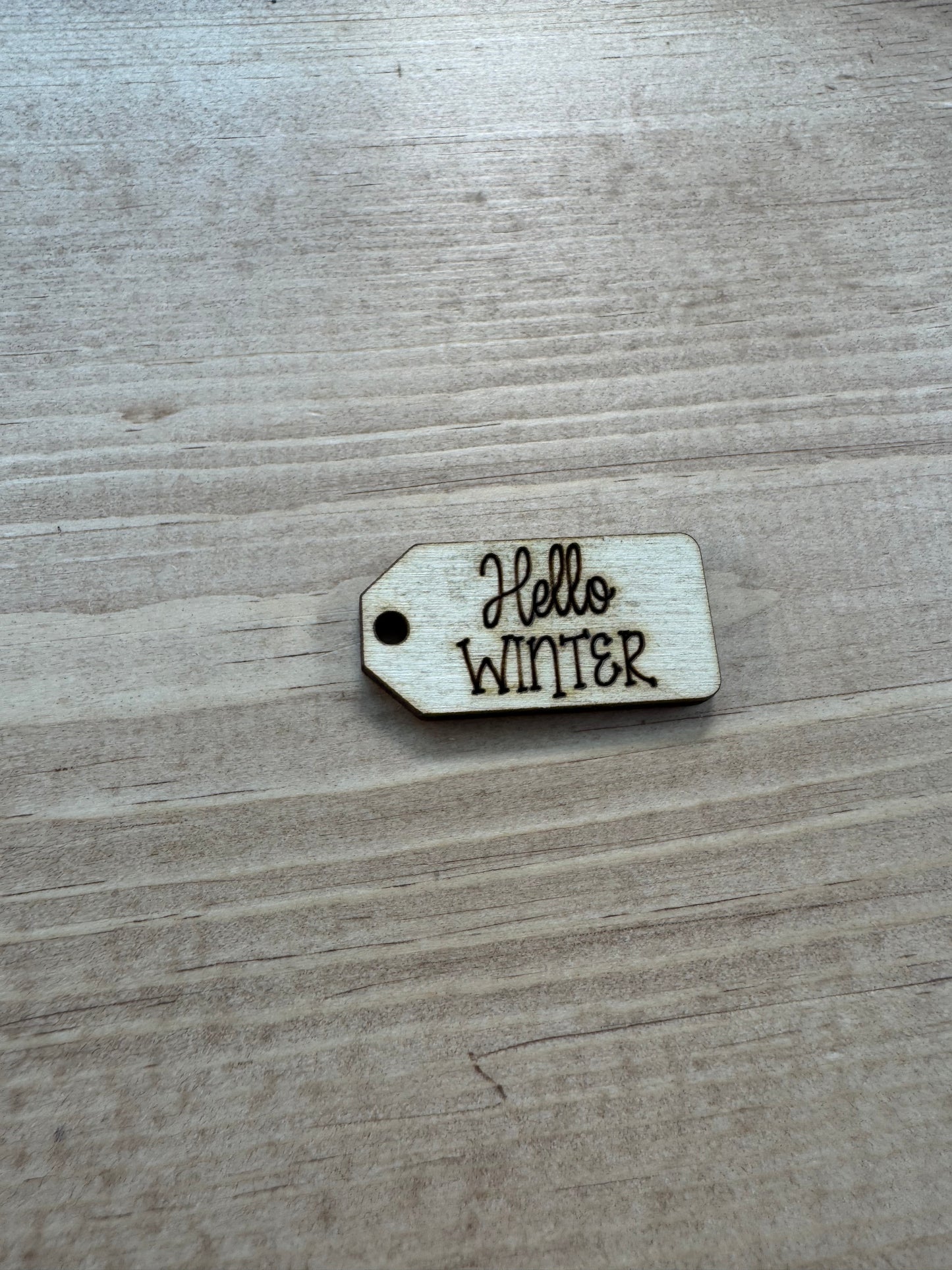 Hello winter wooden tag