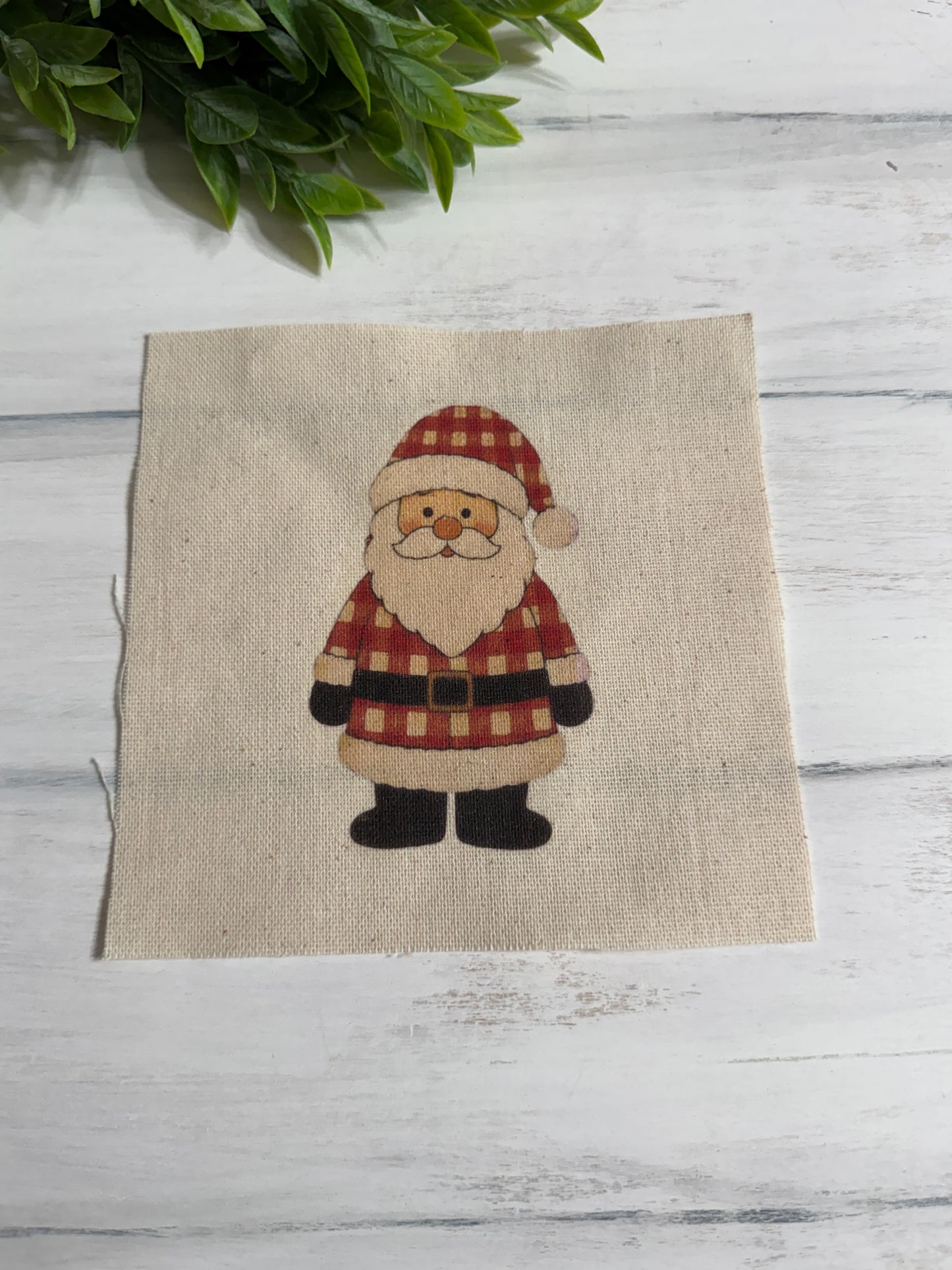 Red plaid Santa 5” patch