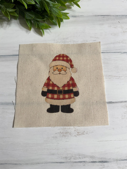 Red plaid Santa 5” patch