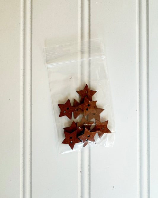Mini wood star buttons 10 pack