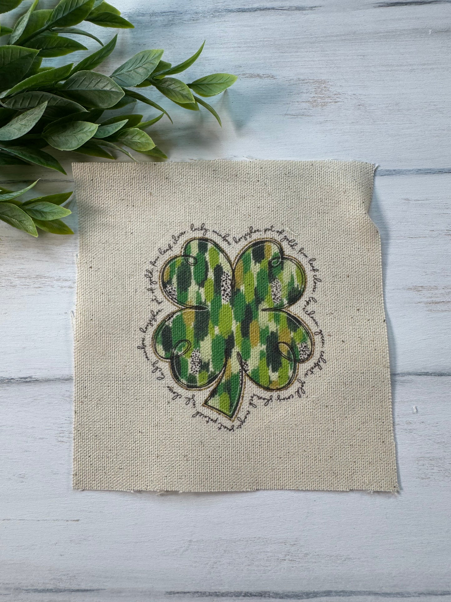 Camo shamrock with words 5” patch