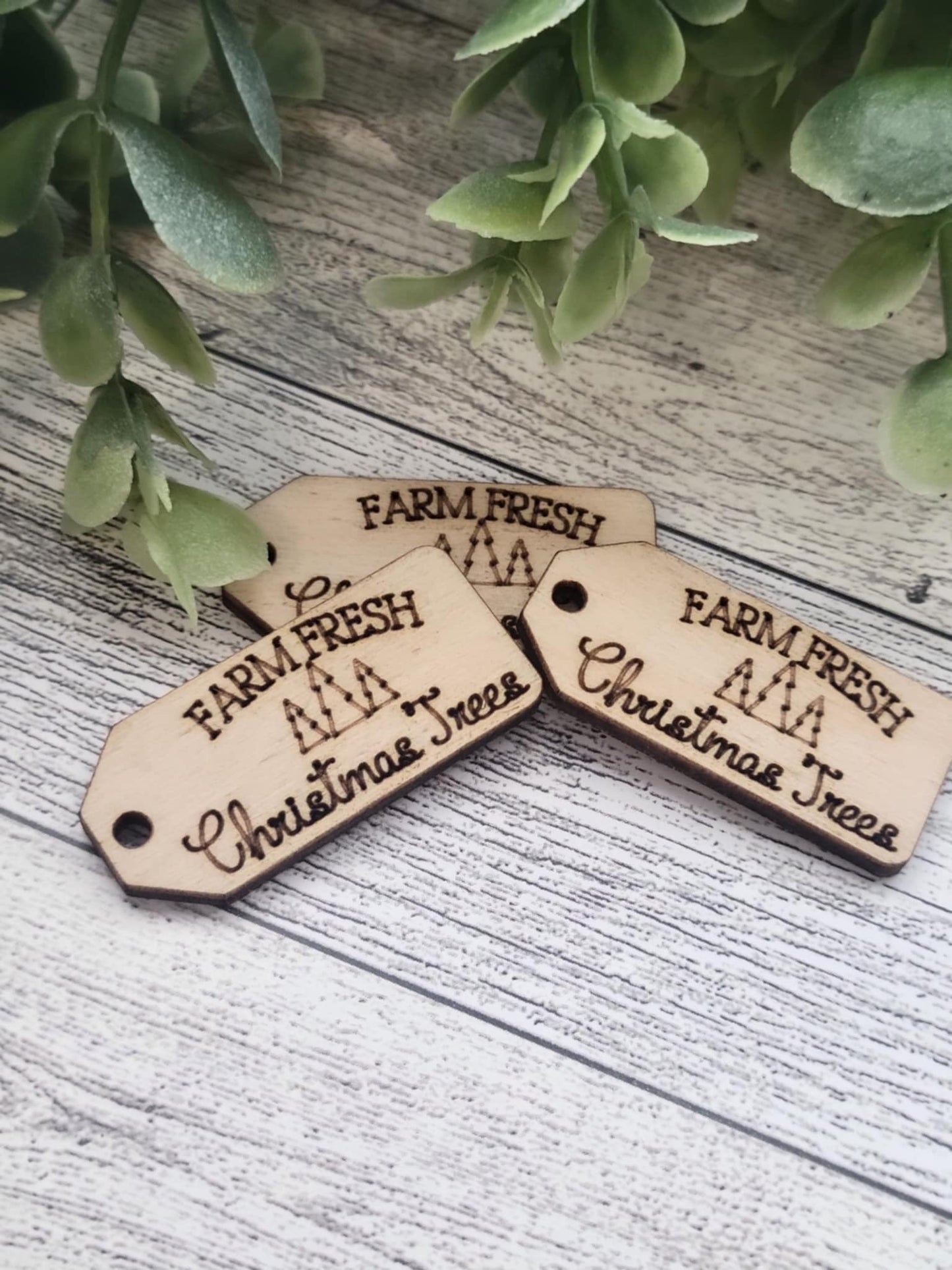 Farm fresh Christmas trees wooden tag