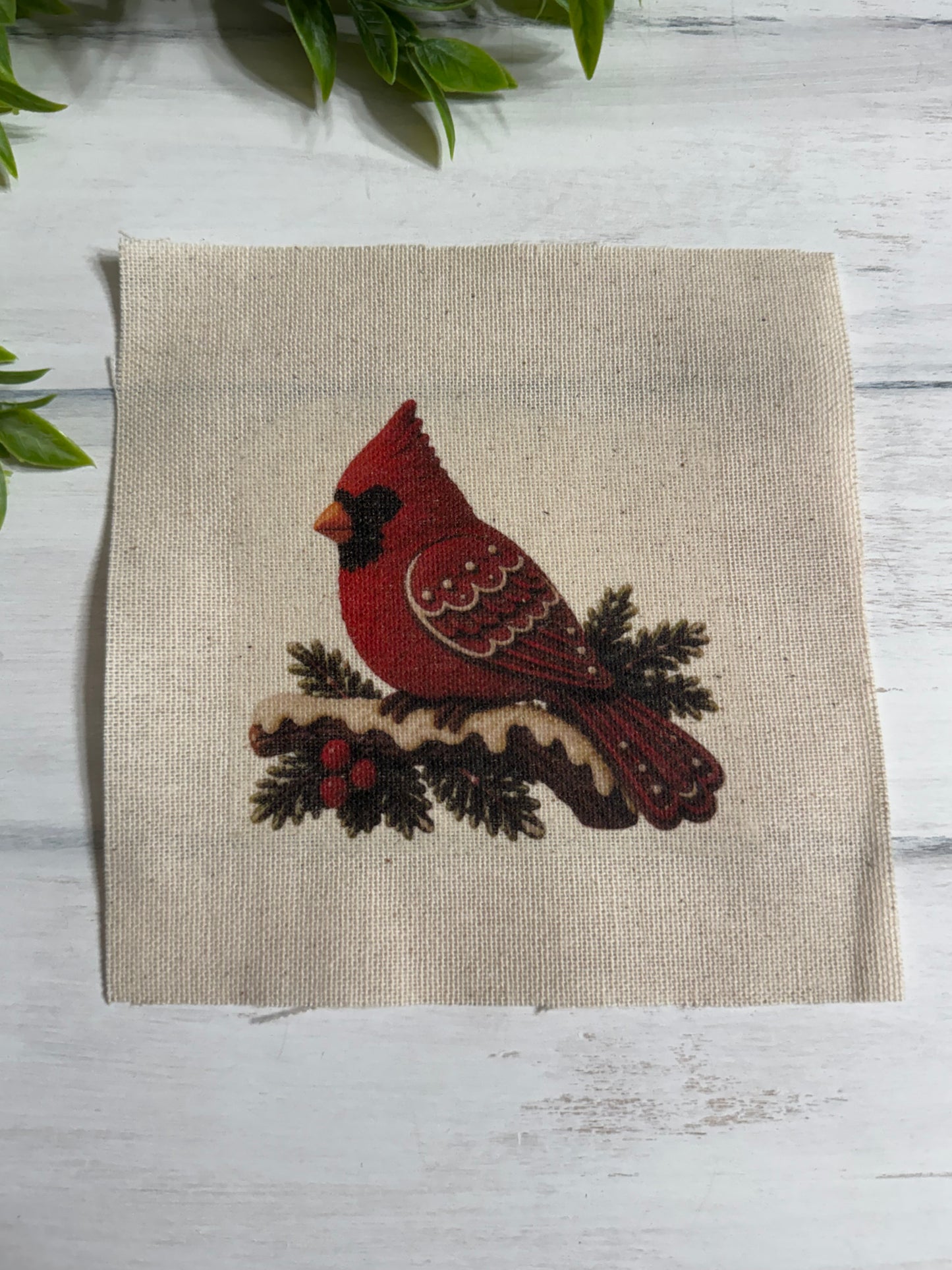 Gingerbread cardinal 5” patch
