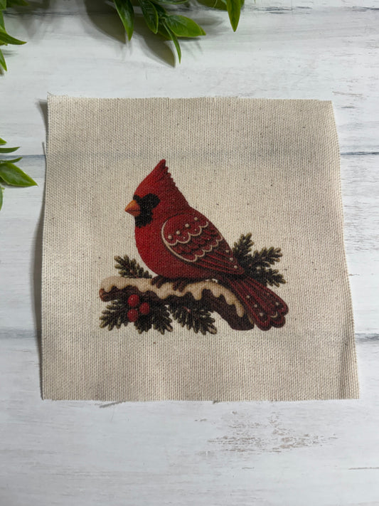 Gingerbread cardinal 5” patch