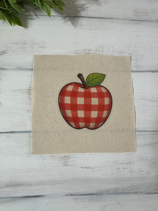 Red plaid apple 5” patch