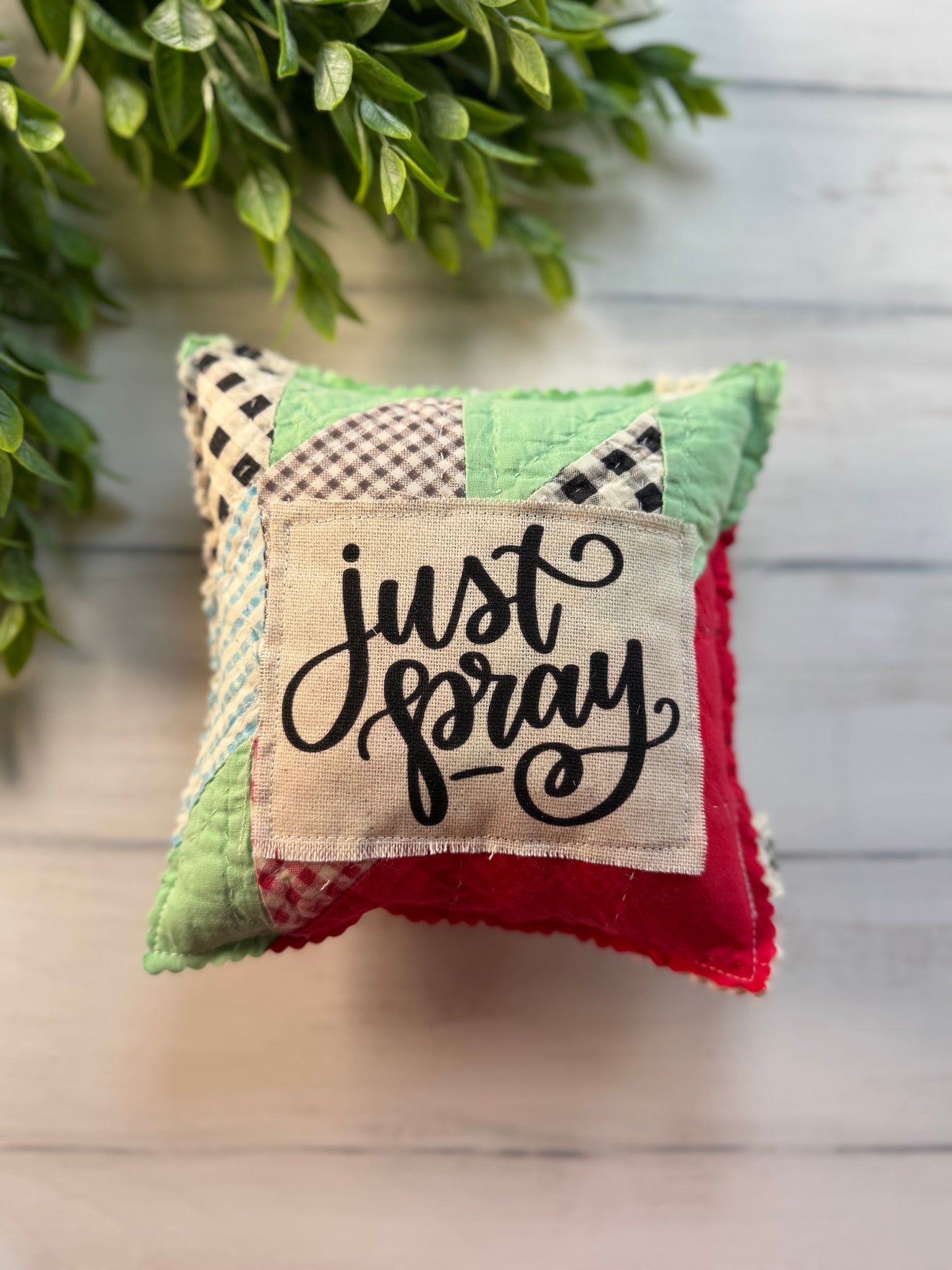 Just pray 4 vintage quilt 6” pillow