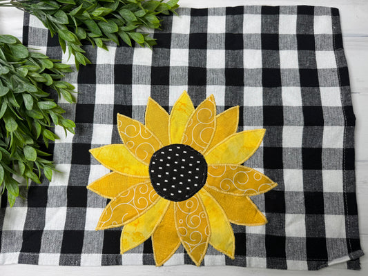 Sunflower #2 stitched tea towel