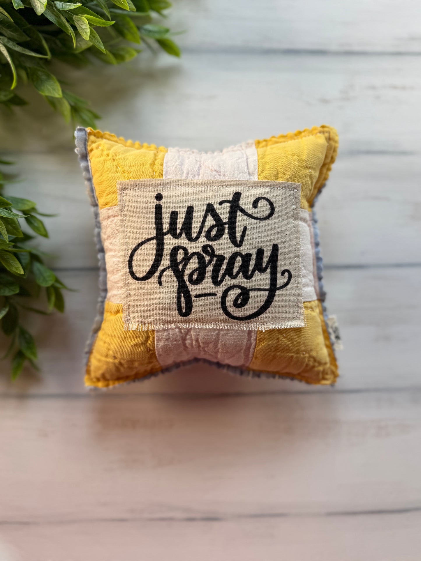 Just pray 3 vintage quilt 6” pillow