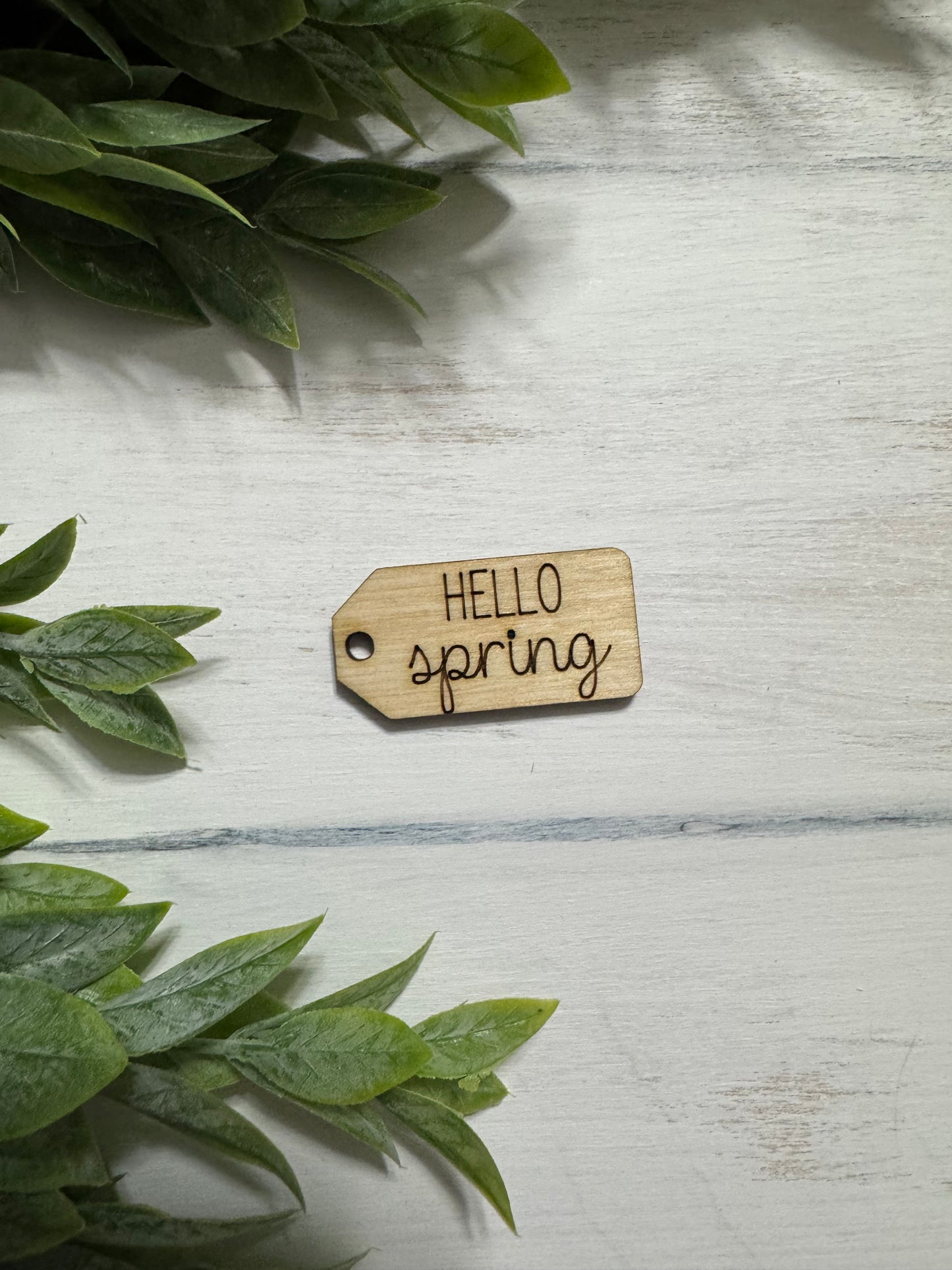 Hello spring wooden tag