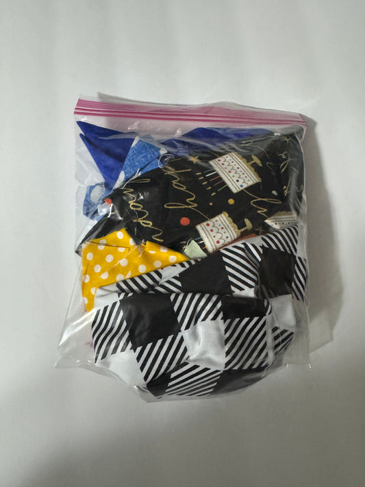Gold print Happy birthday scrap fabric mix
