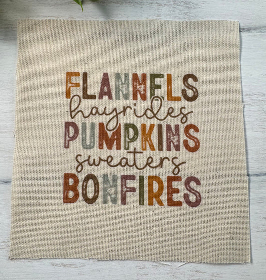 Flannels, hayrides . . .print 9” patch