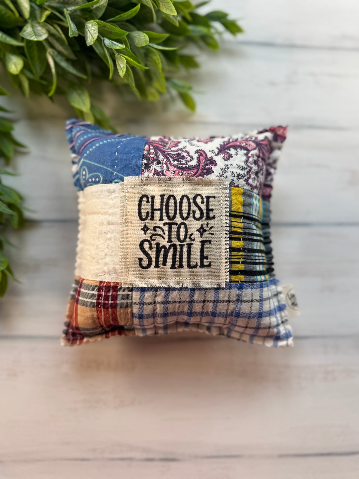 Choose to smile vintage quilt 6” pillow