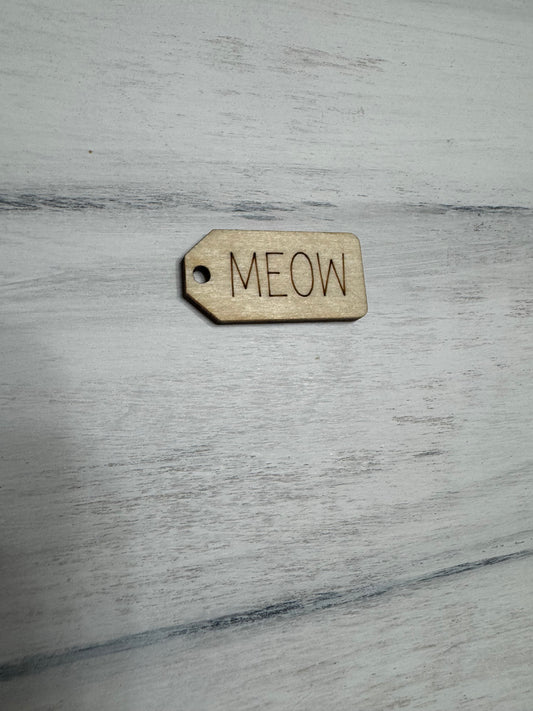 MEOW wooden tag
