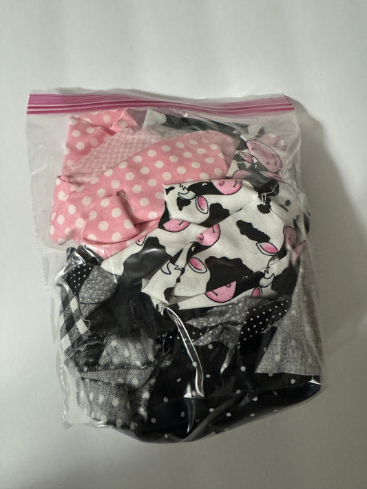 Cows with pink faces scrap fabric mix