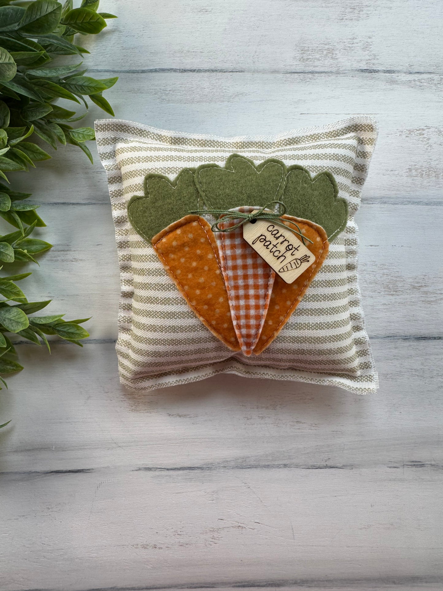 Carrot patch pillow