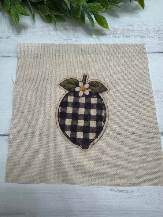 Black plaid lemon 5” patch