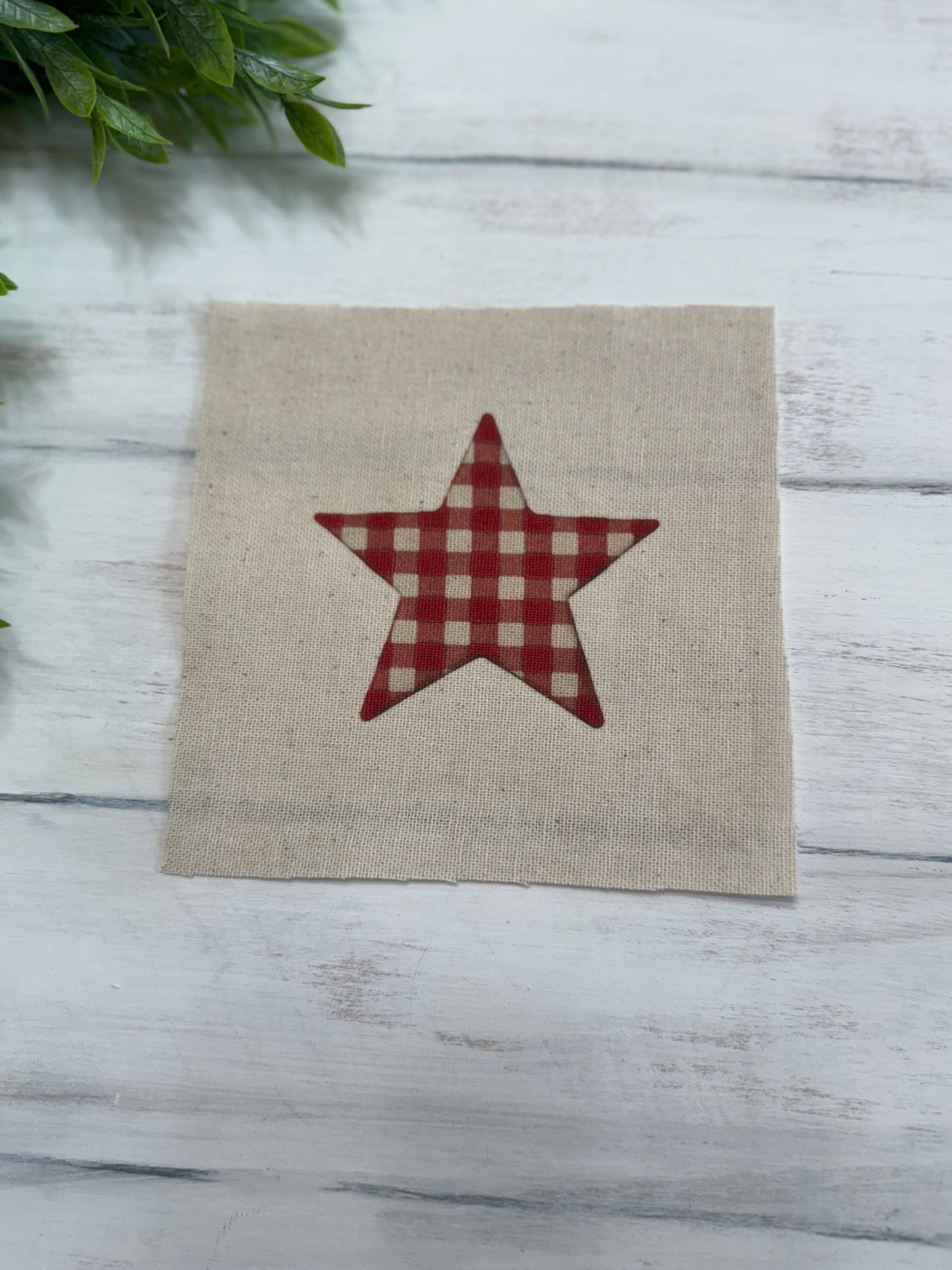Red  plaid star 5” patch
