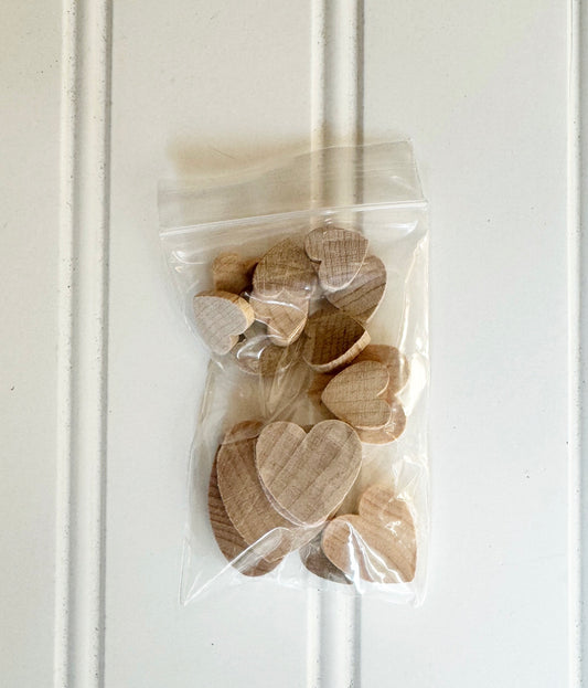 Mini wood heart 16 pack
