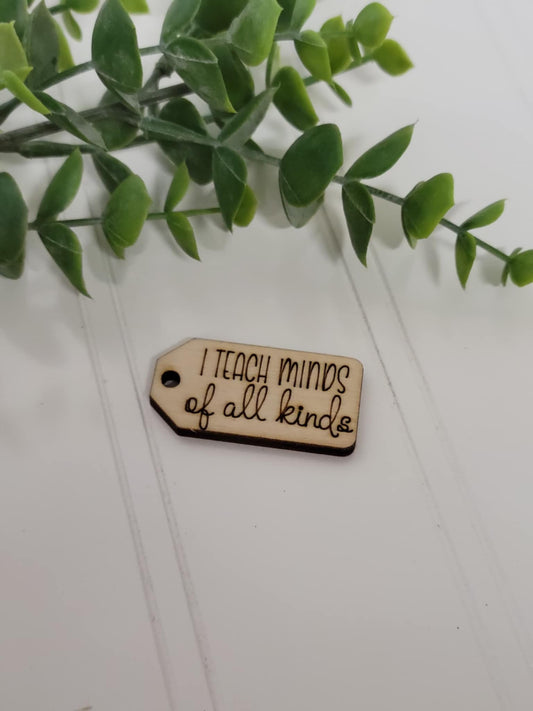 I teach minds of all kinds wooden tag