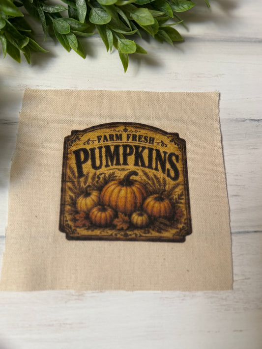 Farm fresh pumpkins vintage 5” patch