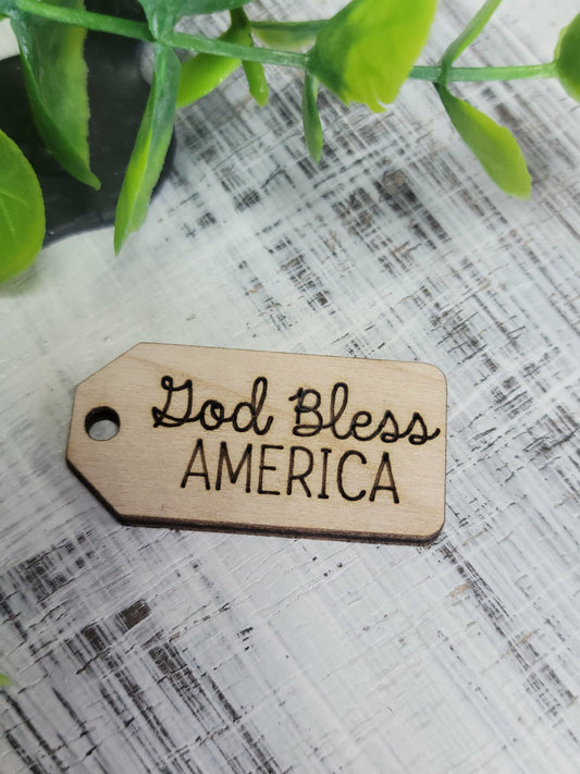 God Bless America wooden tag