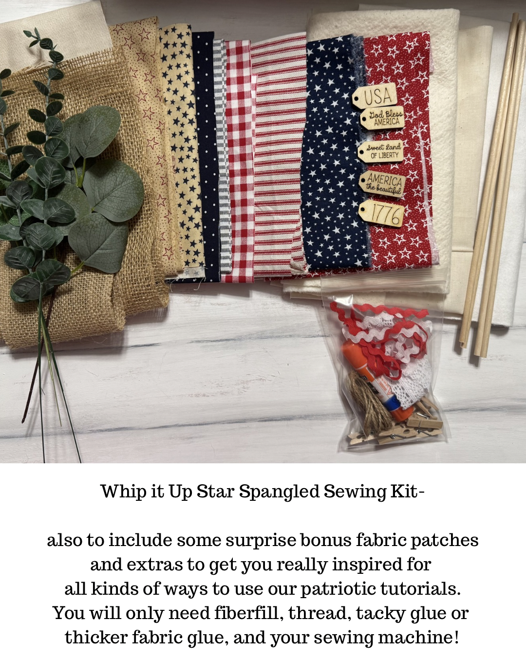 Whip it Up Star Spangled Sewing supply & extra goodies kit
