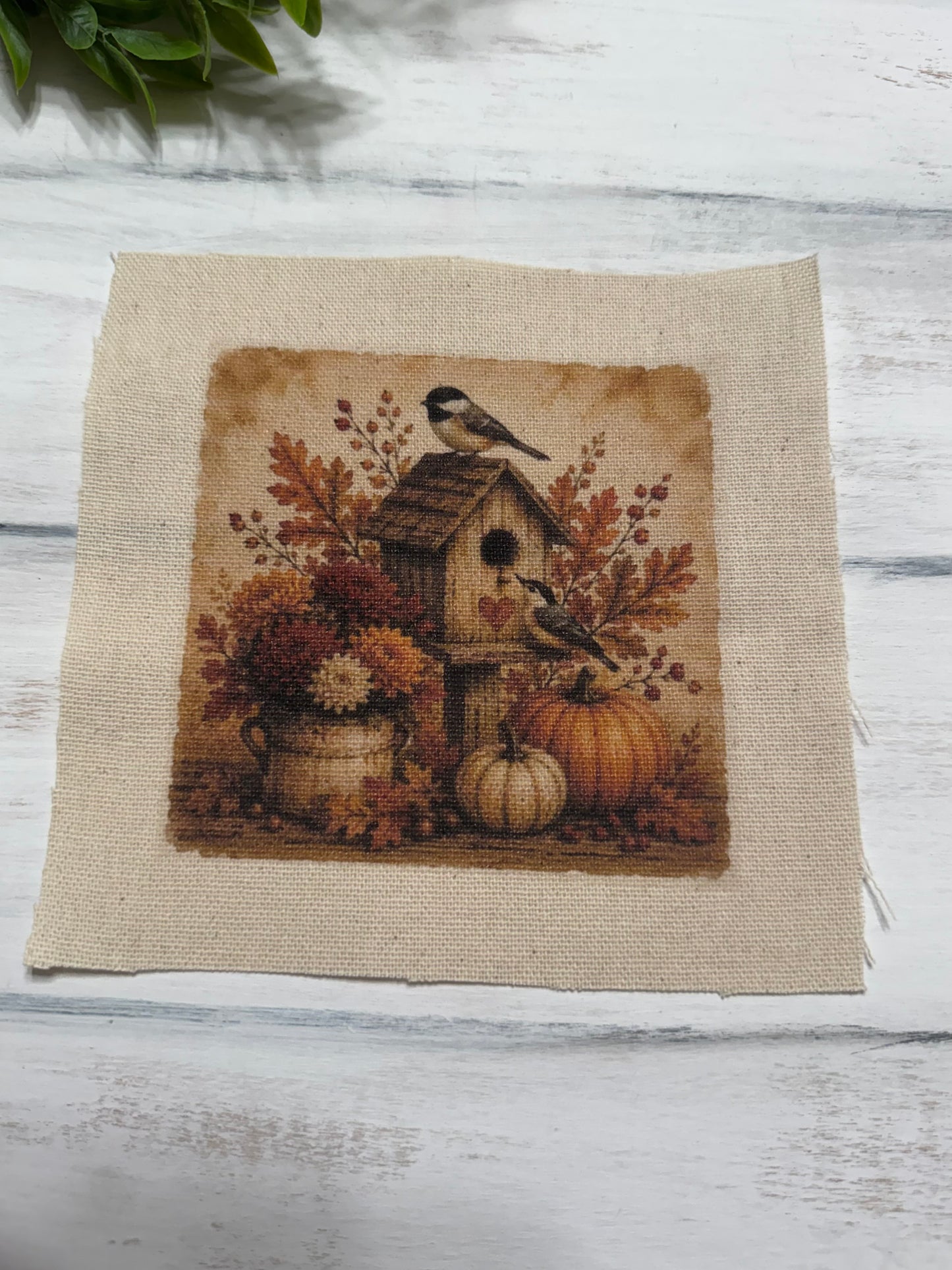 Fall birdhouse scene 5” patch