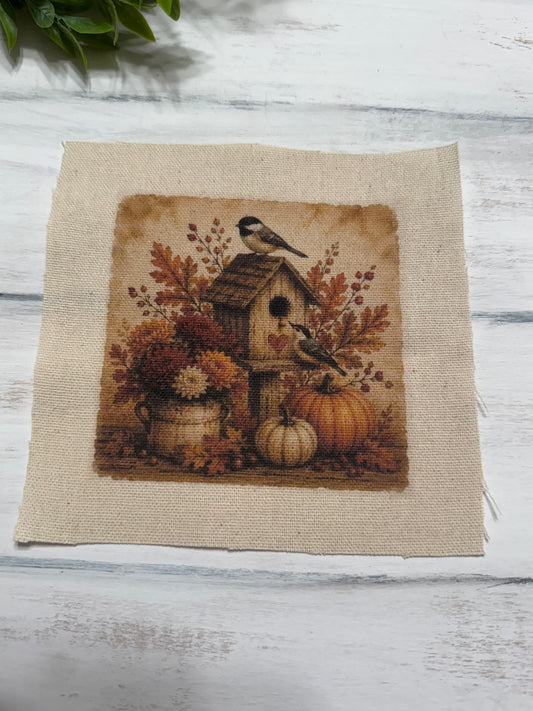 Fall birdhouse scene 5” patch