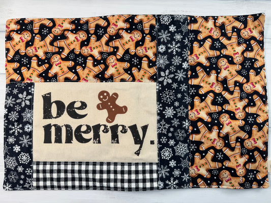 Be Merry 12” X 18” quilted table mat