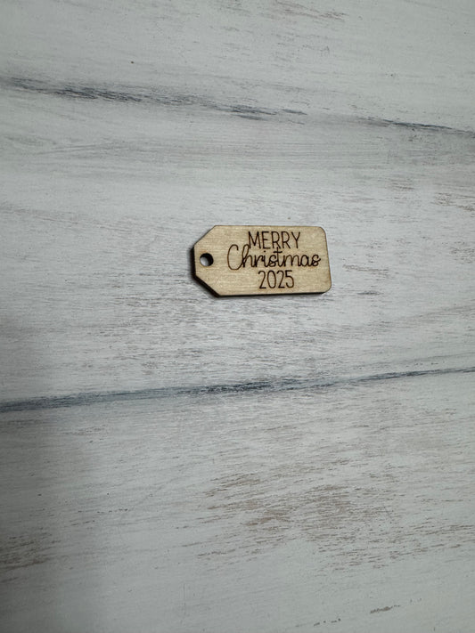 Merry Christmas 2025 wooden tag