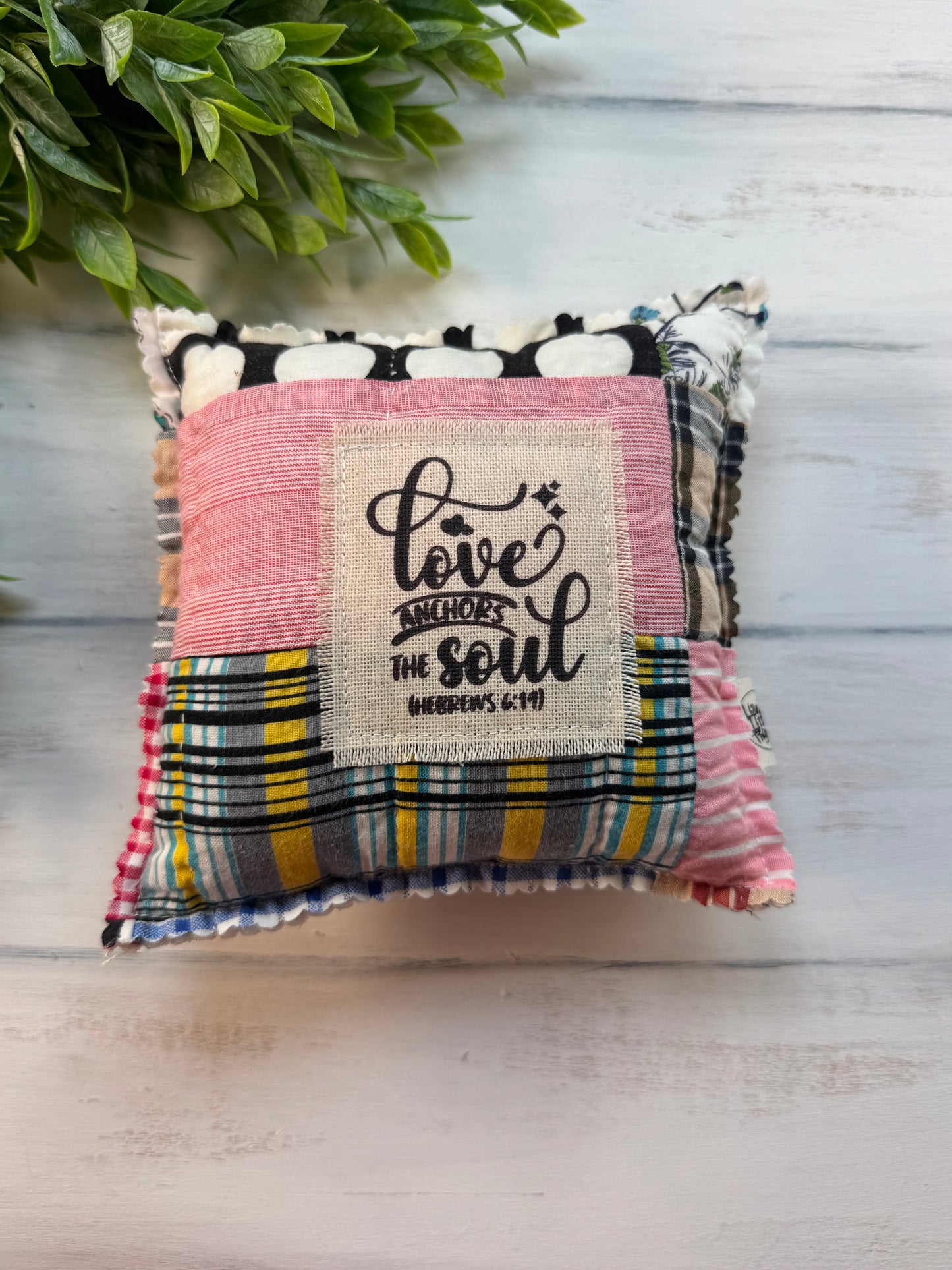 Love vintage quilt 6” pillow