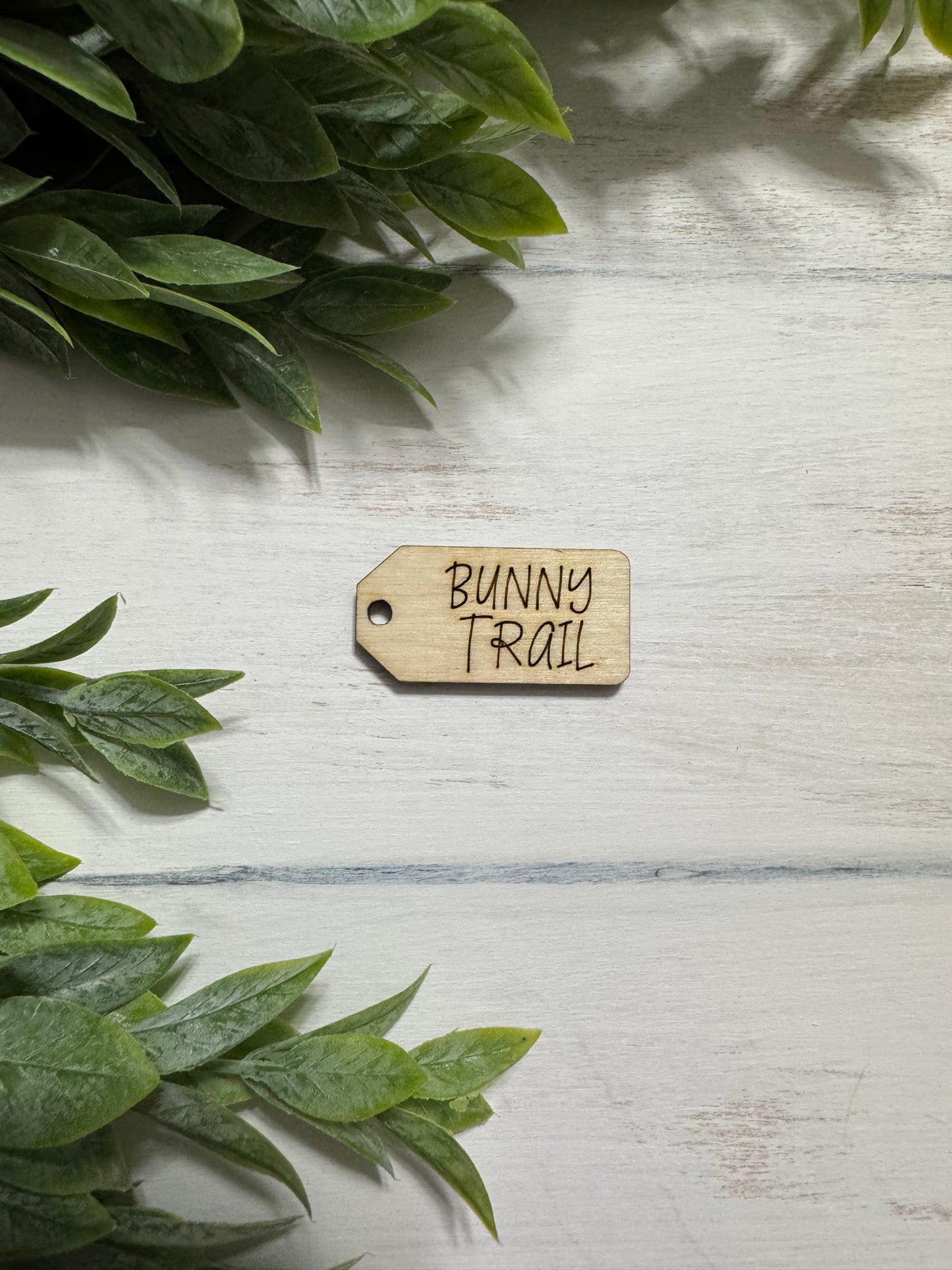 Bunny trail wooden tag