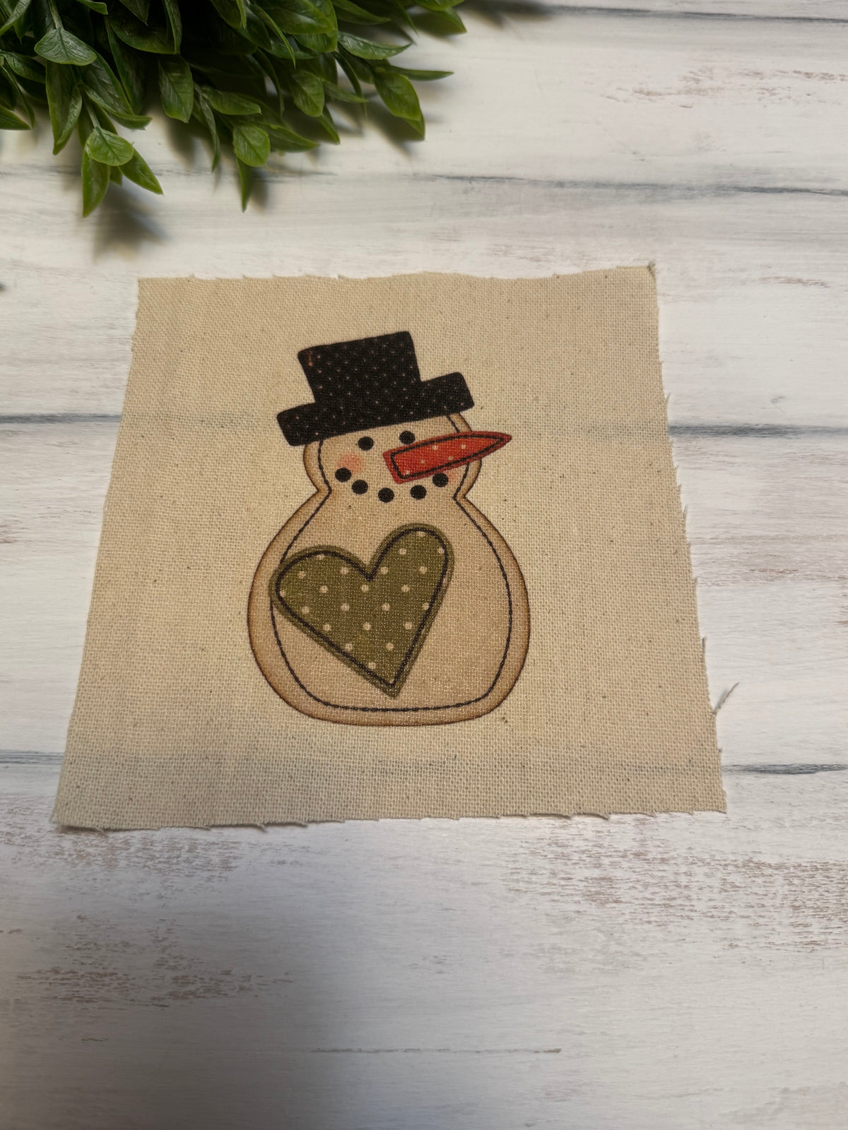 Sage heart snowman 5” patch