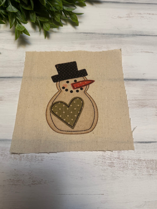 Sage heart snowman 5” patch
