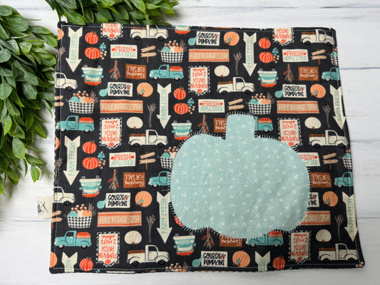 Teal pumpkin fall quilted trivet