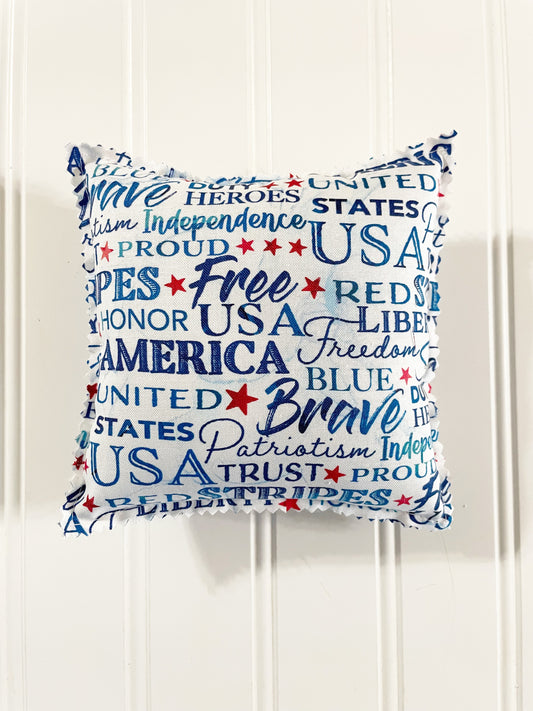 6" patriotic words mini pillow