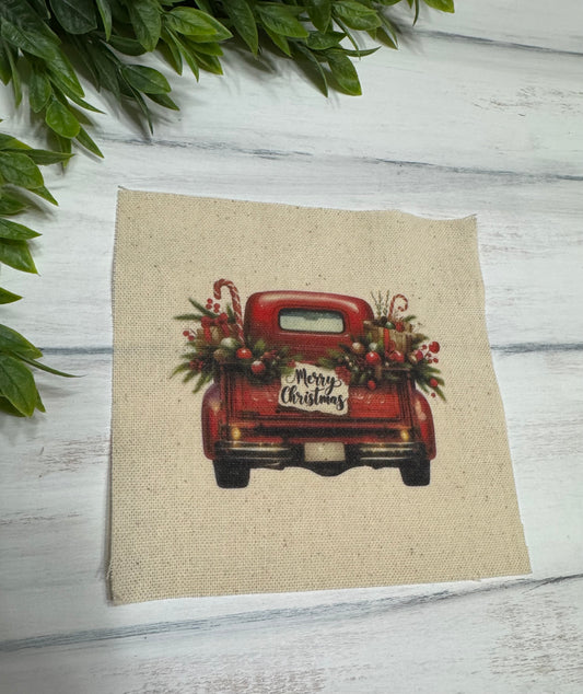 Red Christmas truck 5” patch