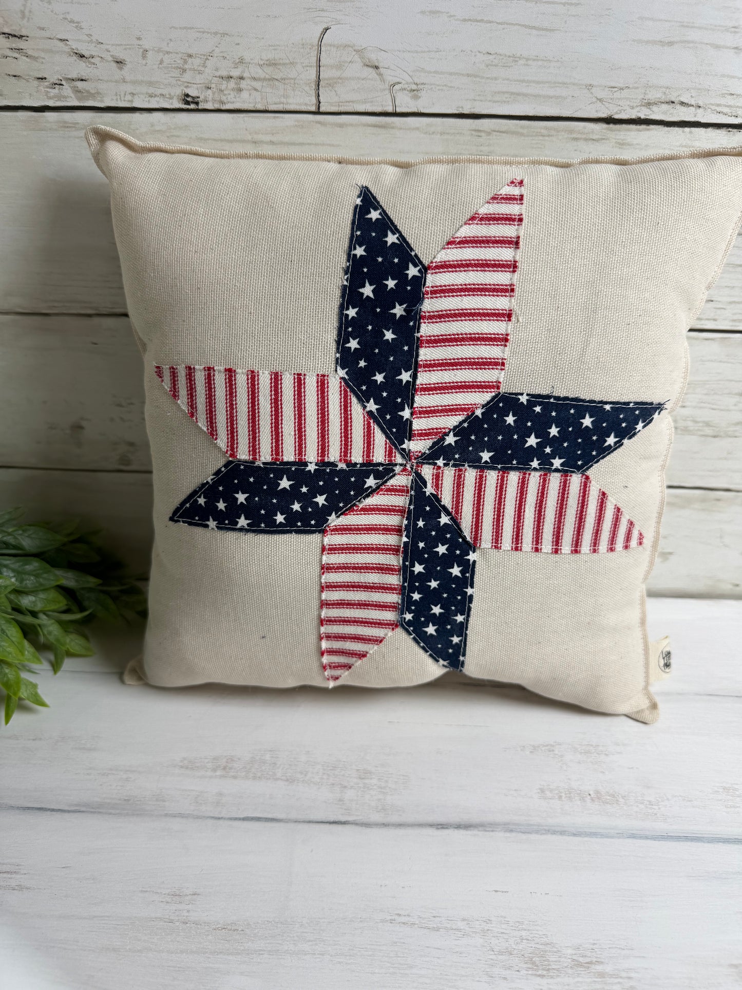 Patriotic barn star mini pillow 11” square