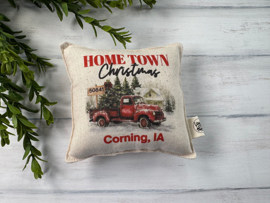 Home town Christmas personalized mini pillow