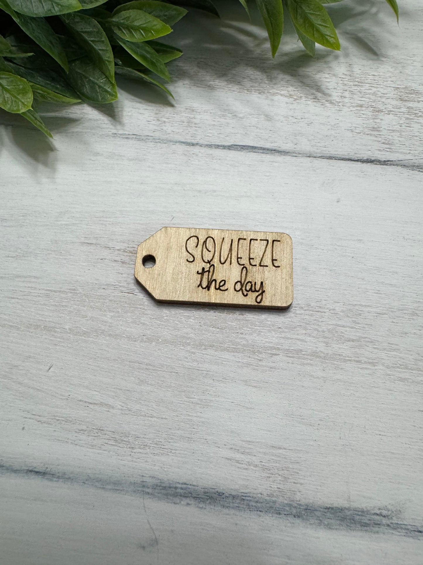 Squeeze the day wooden tag