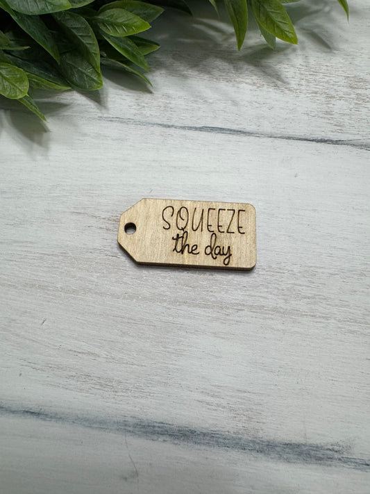 Squeeze the day wooden tag