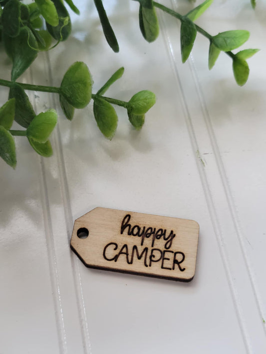Happy camper wooden tag