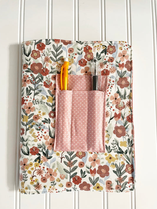 Floral print with pen holder and elastic bookmark Composition Notebook Cover
