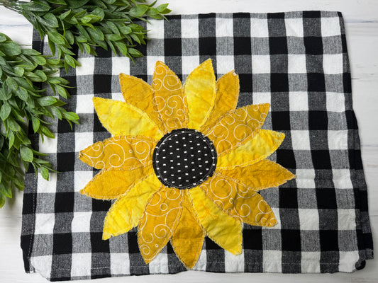 Sunflower #1 stitched tea towel