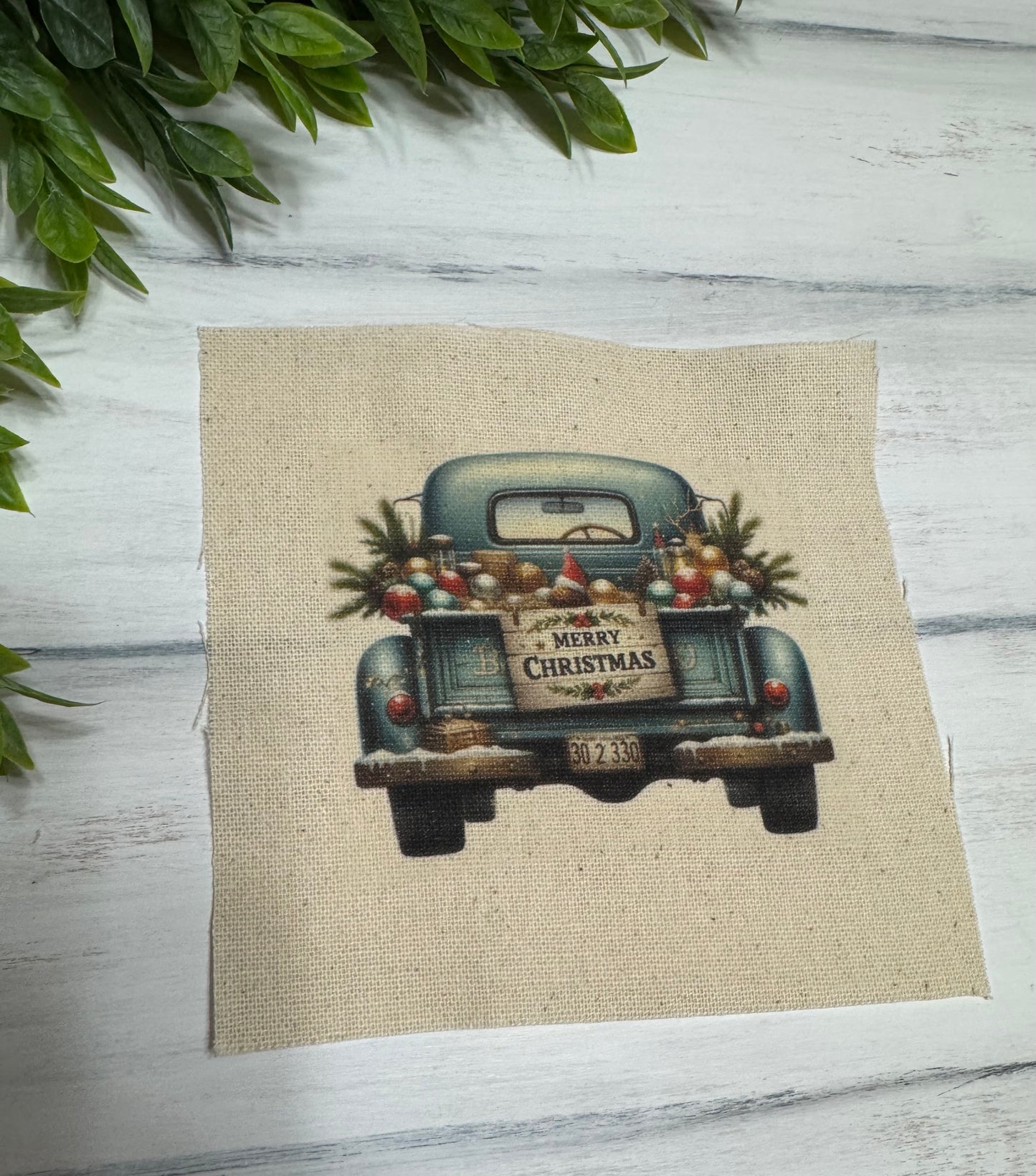 Teal Christmas truck 5” patch