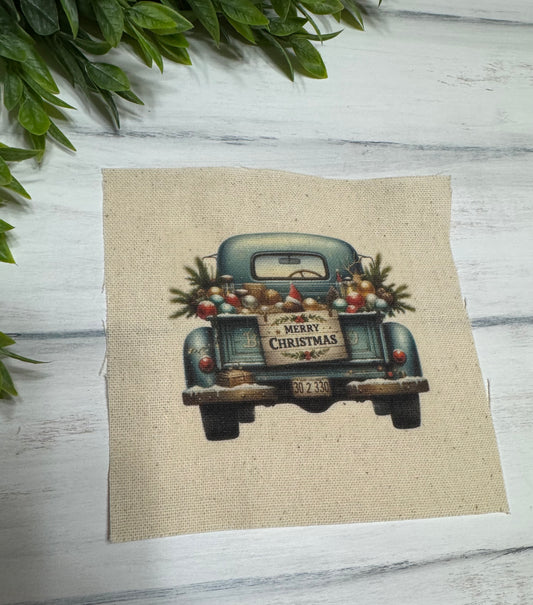 Teal Christmas truck 5” patch