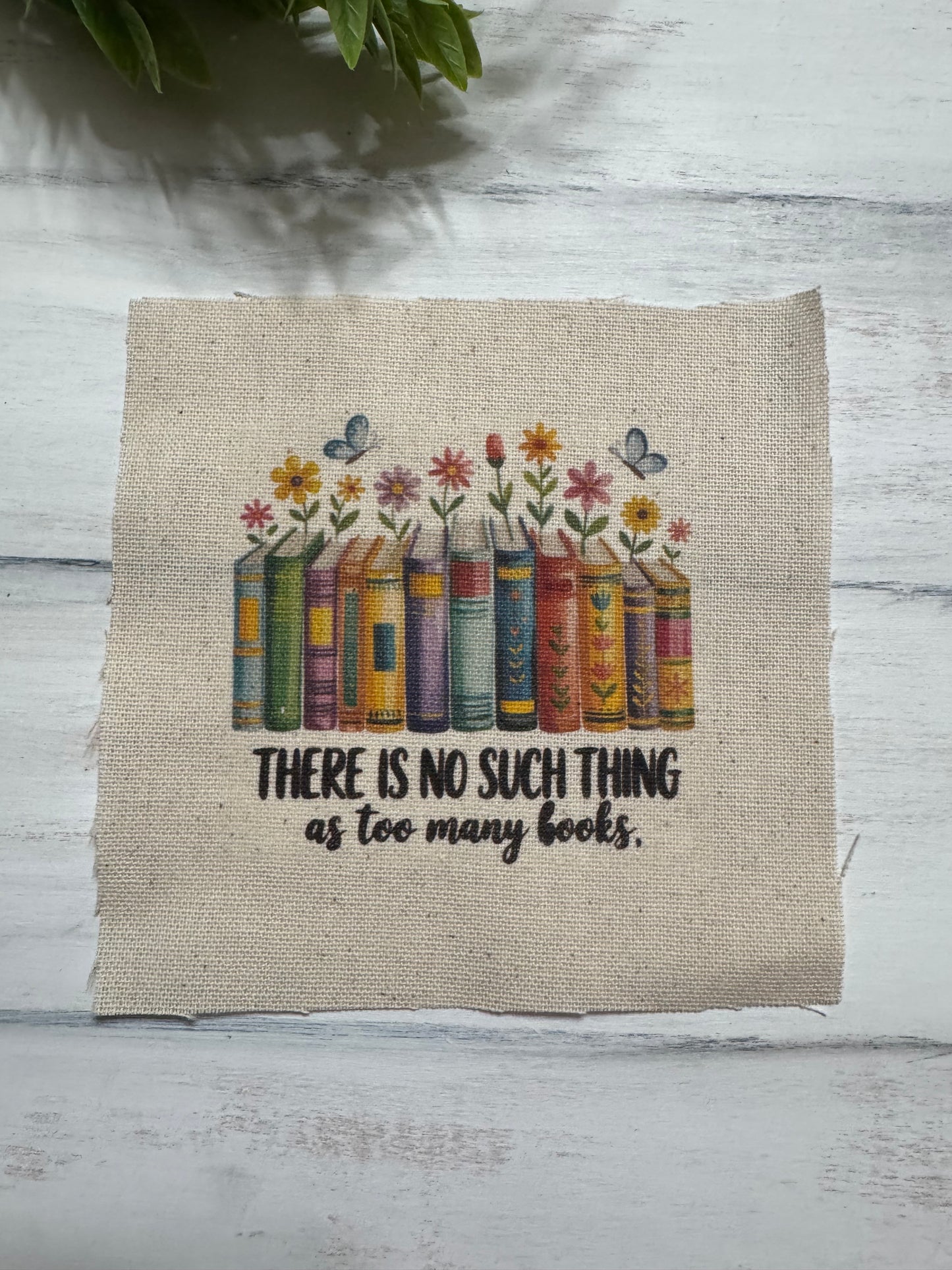 Too many books bright colors 5” patch